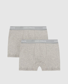 Dolce&Gabbana Set of children's gray panties with logo pattern L4J701G7OCT