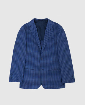 Stefano Ricci Children's blue patterned wool blazer Y3RSGD2300W903