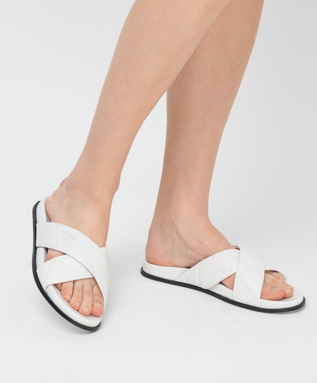 Prada - White leather slippers 1XX580038 - shop with Denmark