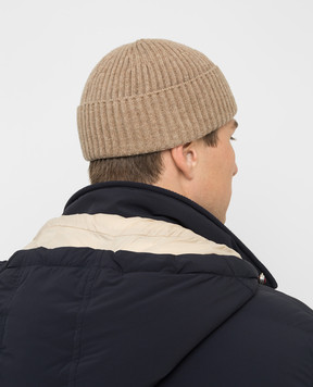 Brunello Cucinelli Beige ribbed cashmere hat M2293900