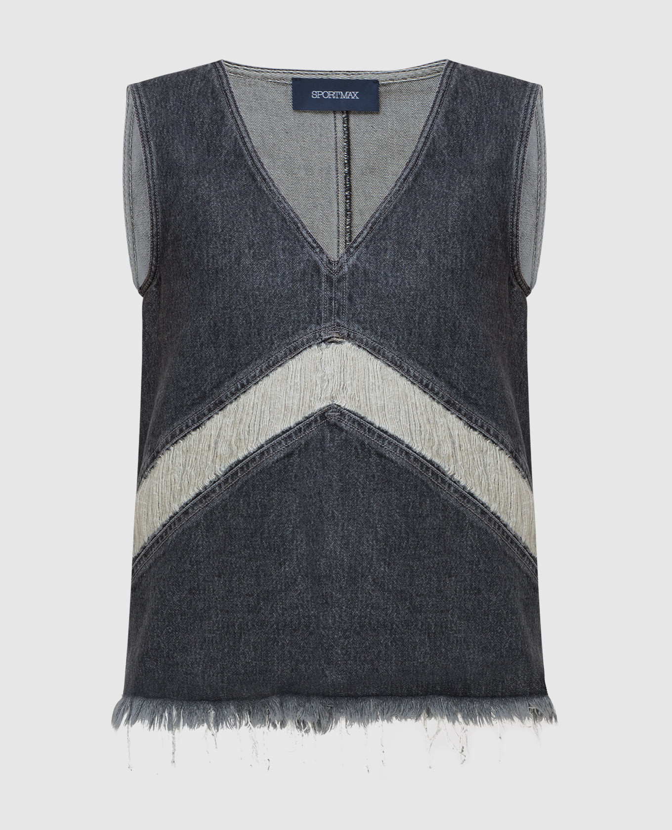 

Gray Ombre Denim Top with Fringes Max Mara Sportmax, Grey