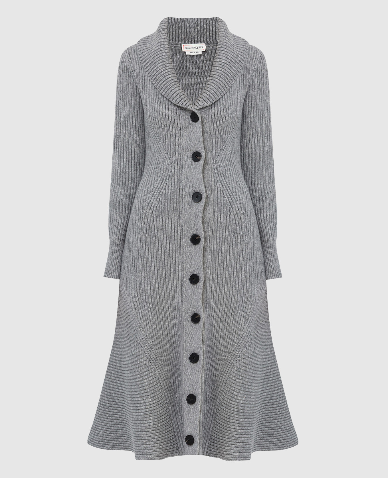 

Ribbed wool and cashmere cardigan Alexander McQueen, Серый