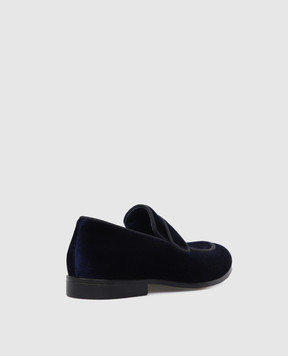 Stefano Ricci Children's dark blue velvet loafers YR59CG8019VL
