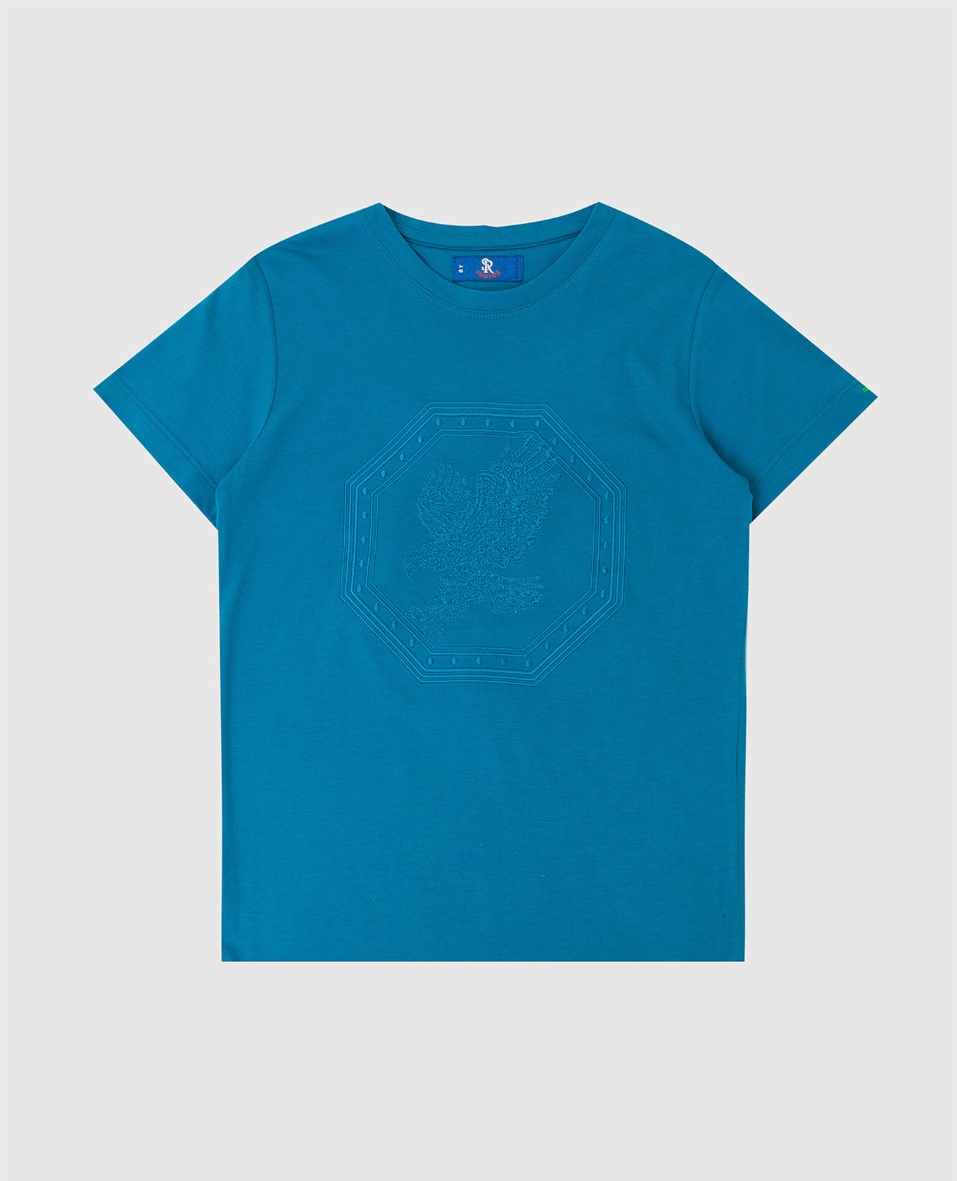 

Children's turquoise t-shirt with emblem embroidery Stefano Ricci, Голубой