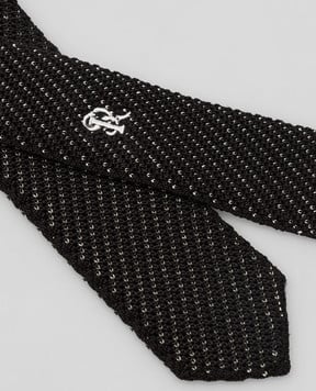 Stefano Ricci Children's black silk tie in a pattern YCRM3600SETA