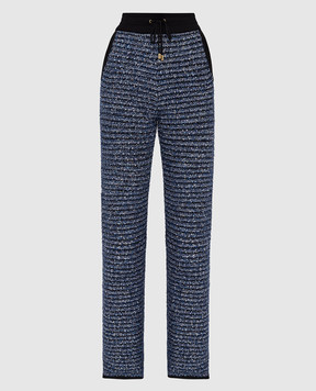 Balmain Blue trousers with sequins SF15226K464