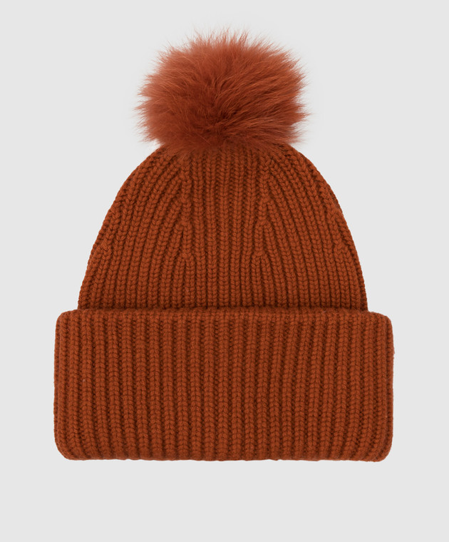 Yves Salomon - Terracotta cap made of wool and cashmere with  display picture 3