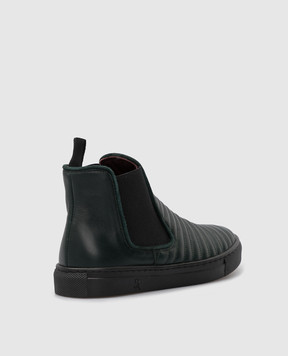 Stefano Ricci Kids Dark Green Leather Chelsea YRU02G8034VTS