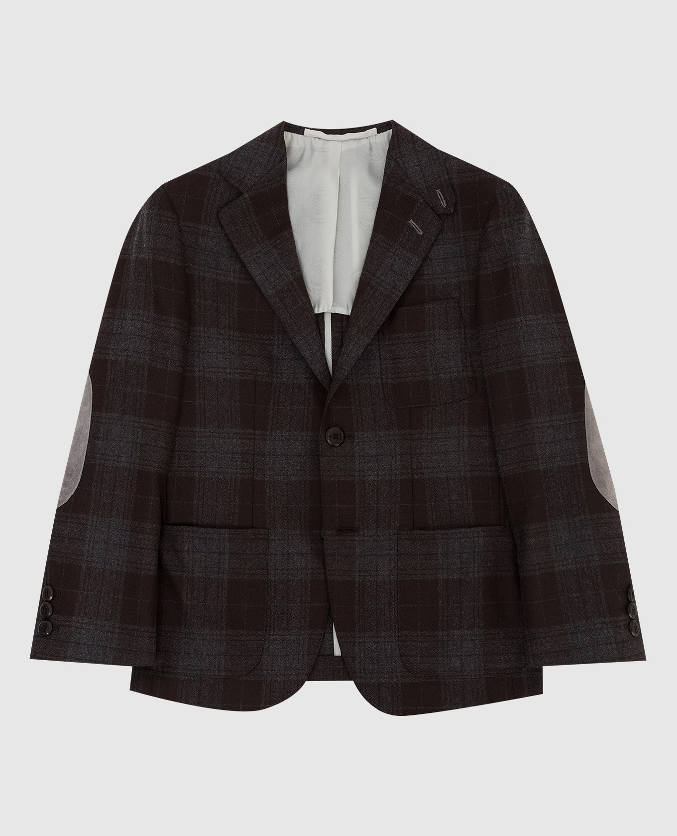 Children's dark brown plaid wool blazer stefano ricci
