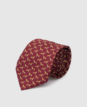 Stefano Ricci Children's burgundy silk patterned tie and pache scarf set YDHNG300