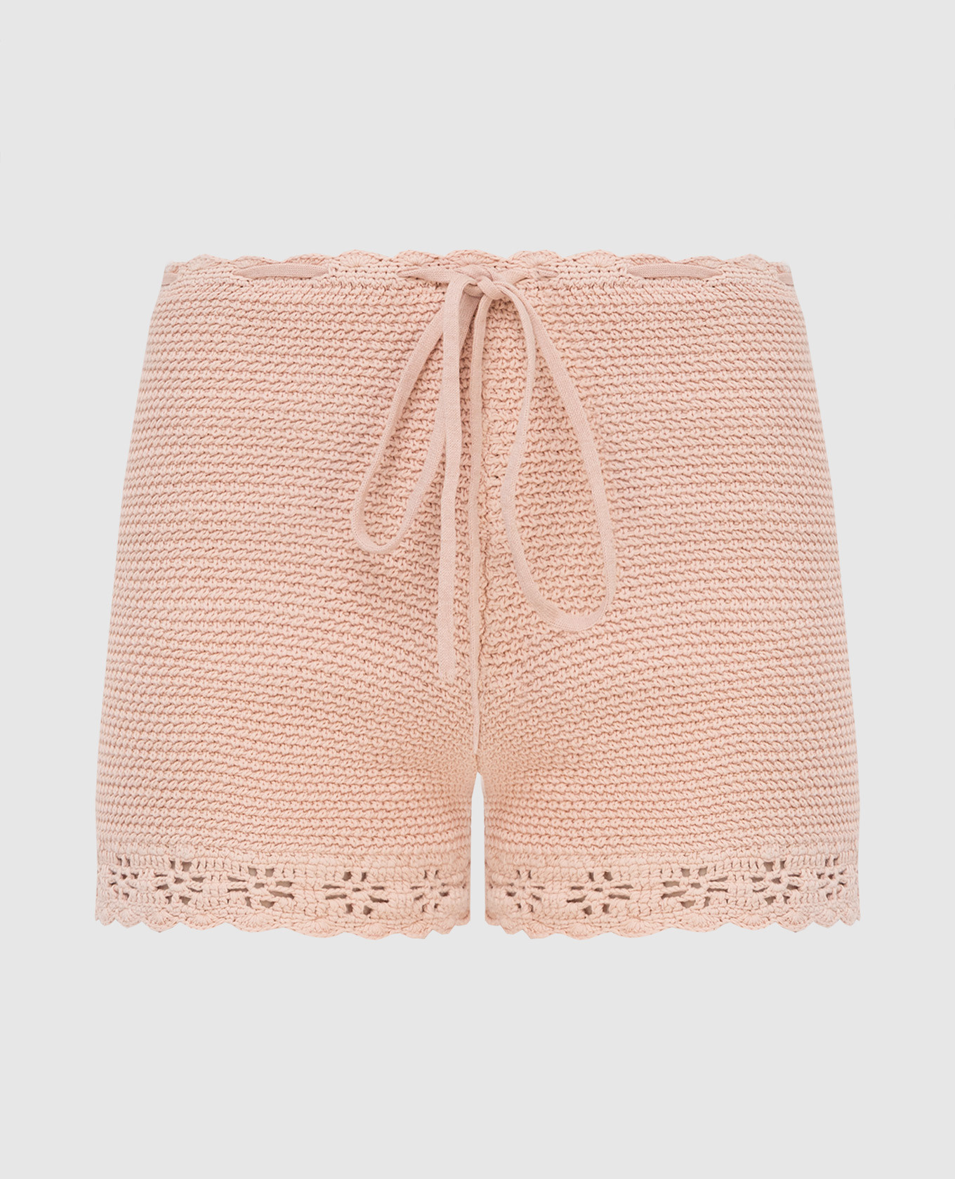 Beige macramé shorts red valentino