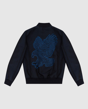 Stefano Ricci Children's navy blue bomber jacket with emblem YDJ9200010HCAQ