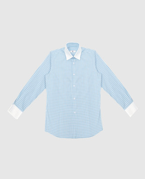 Stefano Ricci Children's blue checked shirt YC002316LJ1655