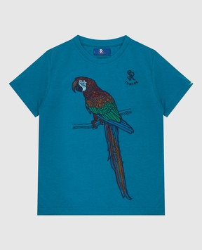 Stefano Ricci Children's turquoise t-shirt with embroidery YNH7200150803