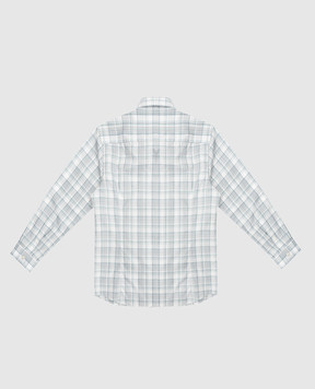 Stefano Ricci Children's light turquoise checked shirt YC002675LJ1661