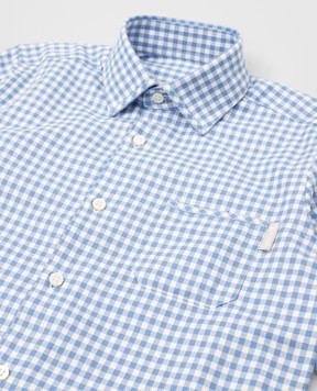 Stefano Ricci Children's blue checked shirt YC003202L823