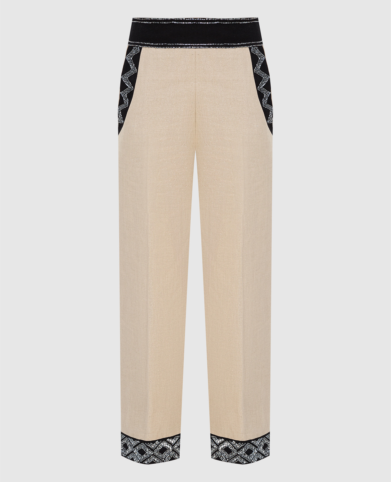 

Pants with embroidery Twinset, Beige