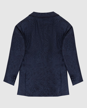 Stefano Ricci Children's dark blue patterned silk jacket Y2RF37B000HC3505