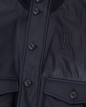 Stefano Ricci Children's navy blue leather bomber jacket YAJ7400020NPMIL