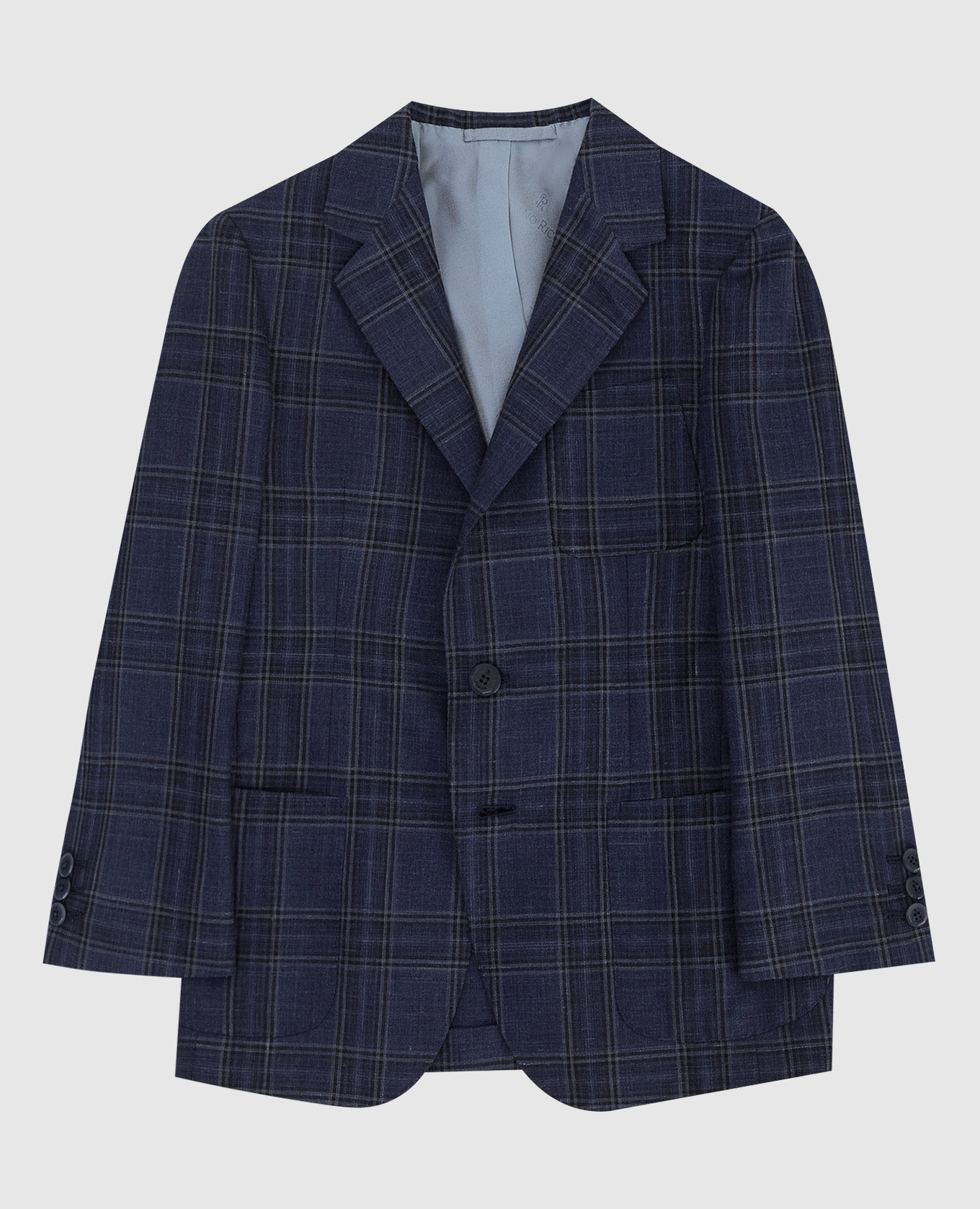 

Children's navy check wool, silk and linen blazer Stefano Ricci, Blue