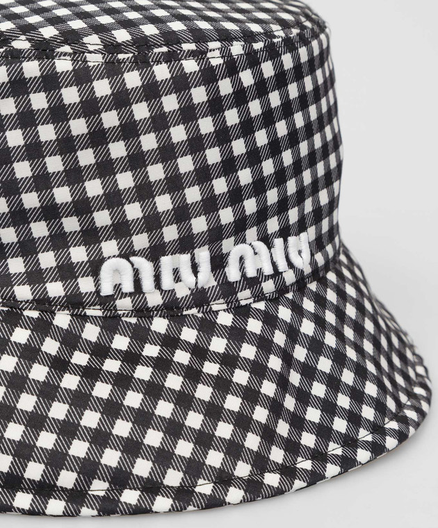 Miu Miu - Checked silk bucket hat with logo embroidery 