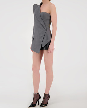 Balmain One-shoulder wool bustier jacket VF0AQ005W127