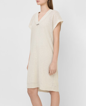Brunello Cucinelli Light beige linen dress M10551A82