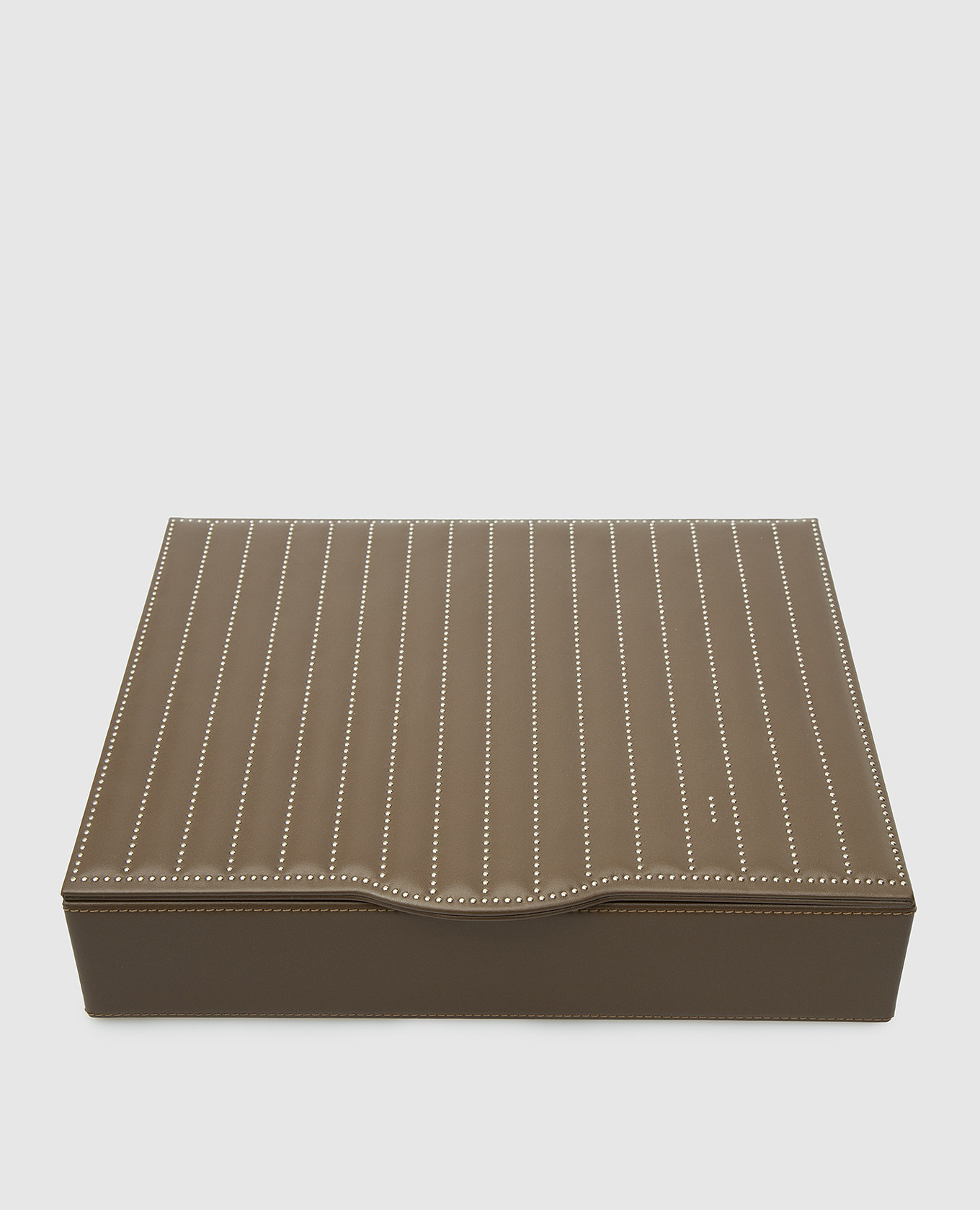Dark beige leather box for coffee capsules