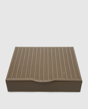 Giobagnara Dark beige leather box for coffee capsules PFN811LB