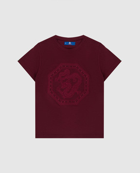 Stefano Ricci Children's burgundy t-shirt with embroidery YNH7200050803