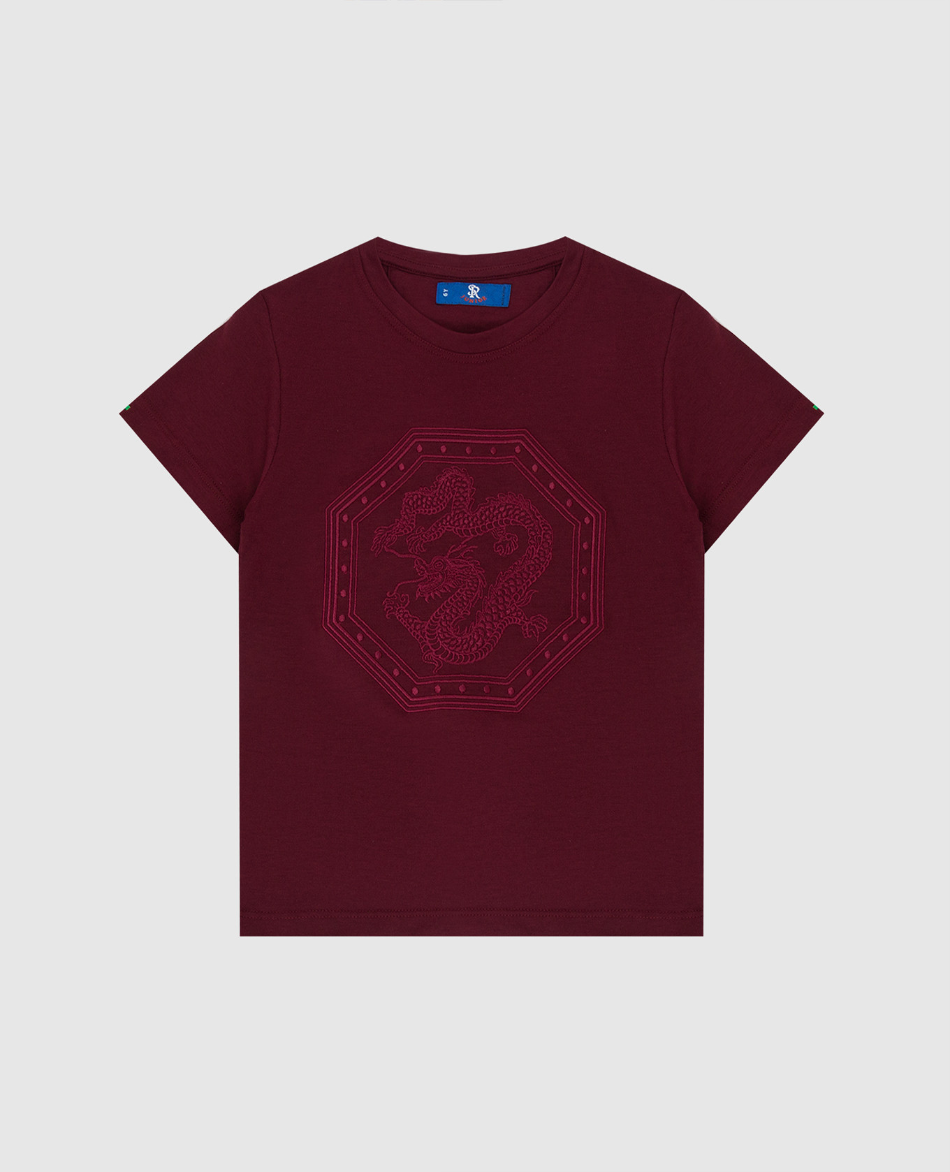 Children's burgundy t-shirt with embroidery stefano ricci
