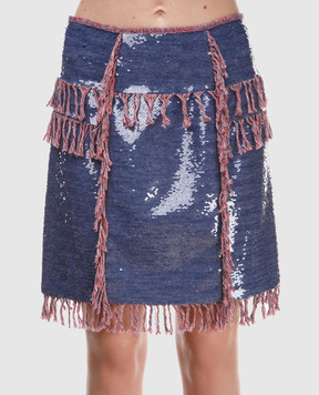 Balmain Blue skirt with sequins 124500