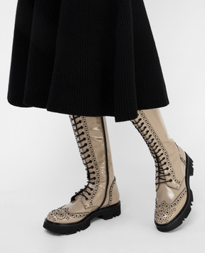 MYM Icarus beige leather boots with studs ICARUS