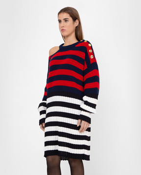 Balmain Striped cutout dress WF0RF020K339