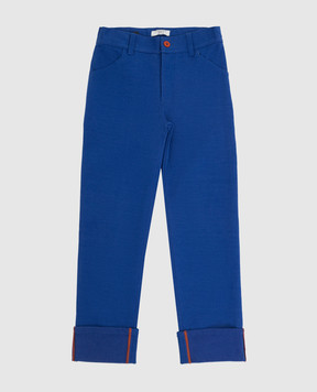 Stefano Ricci Children's blue trousers with embroidery YAT6S00020NORWIC