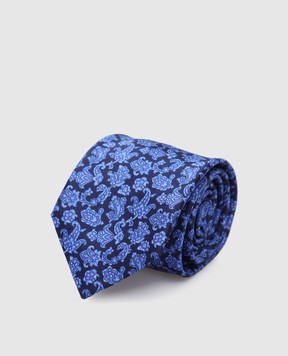 Stefano Ricci Children's blue silk set of patterned tie and shawl YDX27002