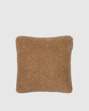 Brunello Cucinelli Beige camel wool and silk pillow MLH380301