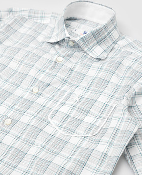 Stefano Ricci Children's light turquoise checked shirt YC002675LJ1661