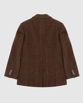 Stefano Ricci Children's double-breasted brown wool coat Y3ZSPC6000WC801