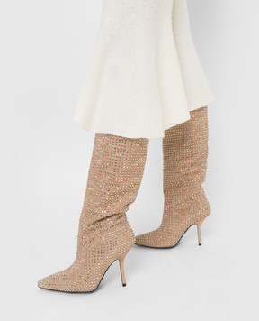 Eddy Daniele Beige suede boots in Swarovski crystals EW21950
