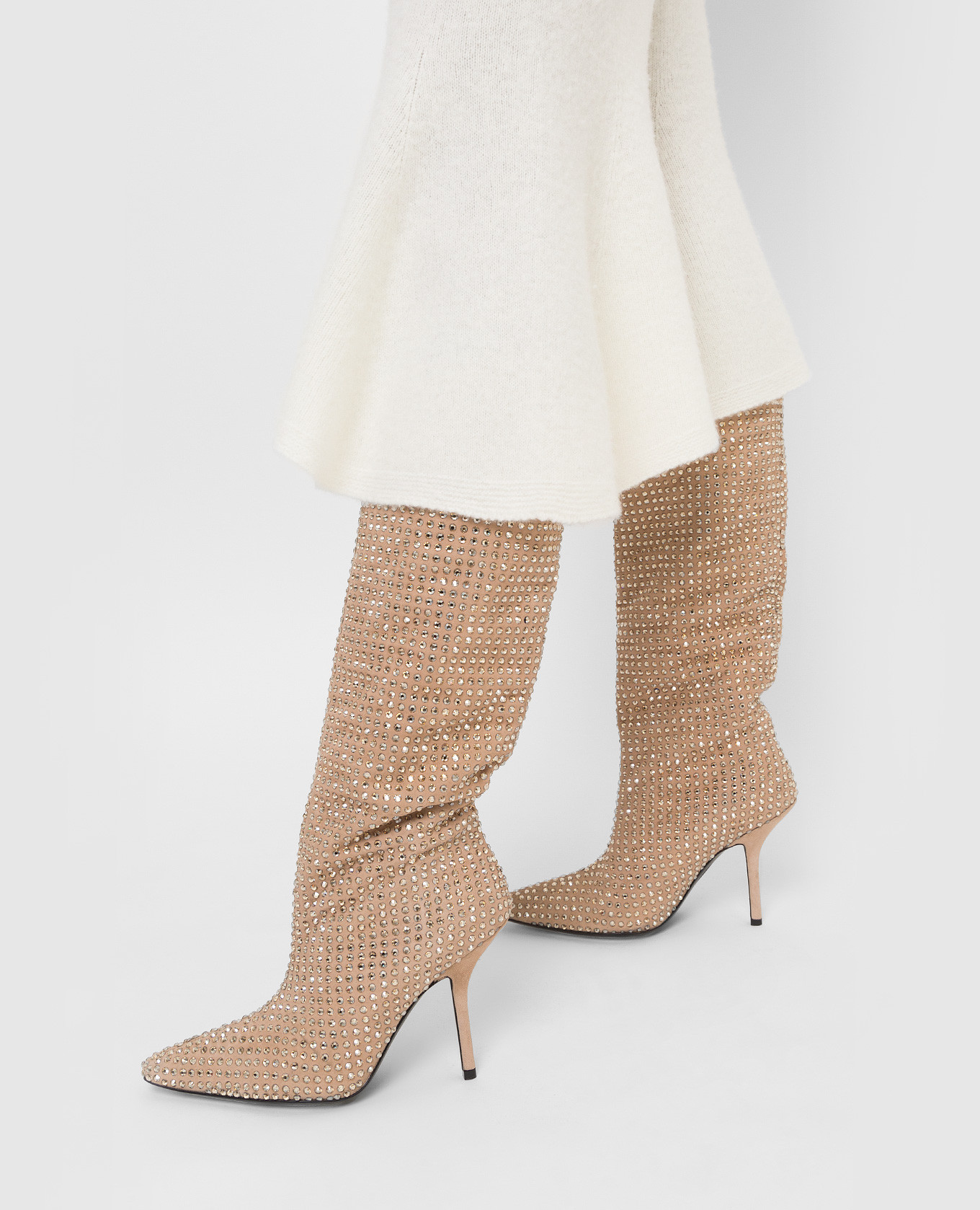 

Beige suede boots in Swarovski crystals Eddy Daniele