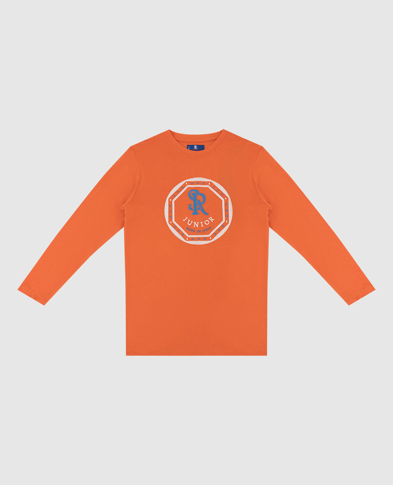 Children's orange longsleeve with emblem embroidery stefano ricci