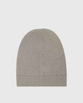 Stefano Ricci Children's light gray cashmere hat in a pattern K808002CUFY16482
