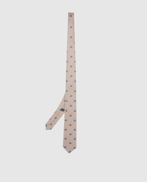 Stefano Ricci Beige patterned silk tie and poché scarf set for children YDHNG600