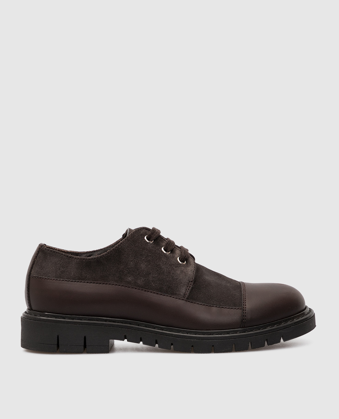 

Kids Dark Brown Suede Derbies Stefano Ricci