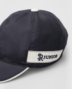 Stefano Ricci Children's navy blue silk cap with logo YVF5347SETEC1