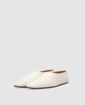 The Row Light beige square toe leather flat shoes F1181L72