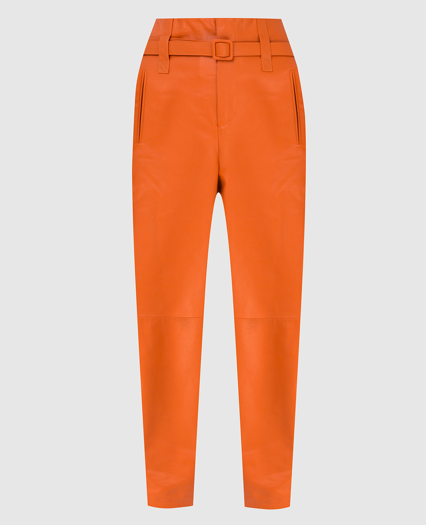 

Erin High Rise Orange Leather Pants Simonetta Ravizza