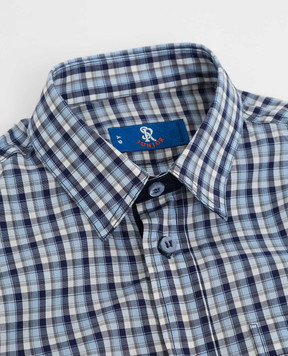 Stefano Ricci Children's blue checked shirt YUC6400010LJ1607