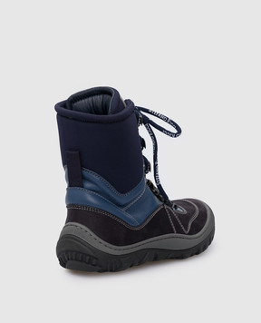 Stefano Ricci Children's leather boots with emblem YRU6S4G826NAVH